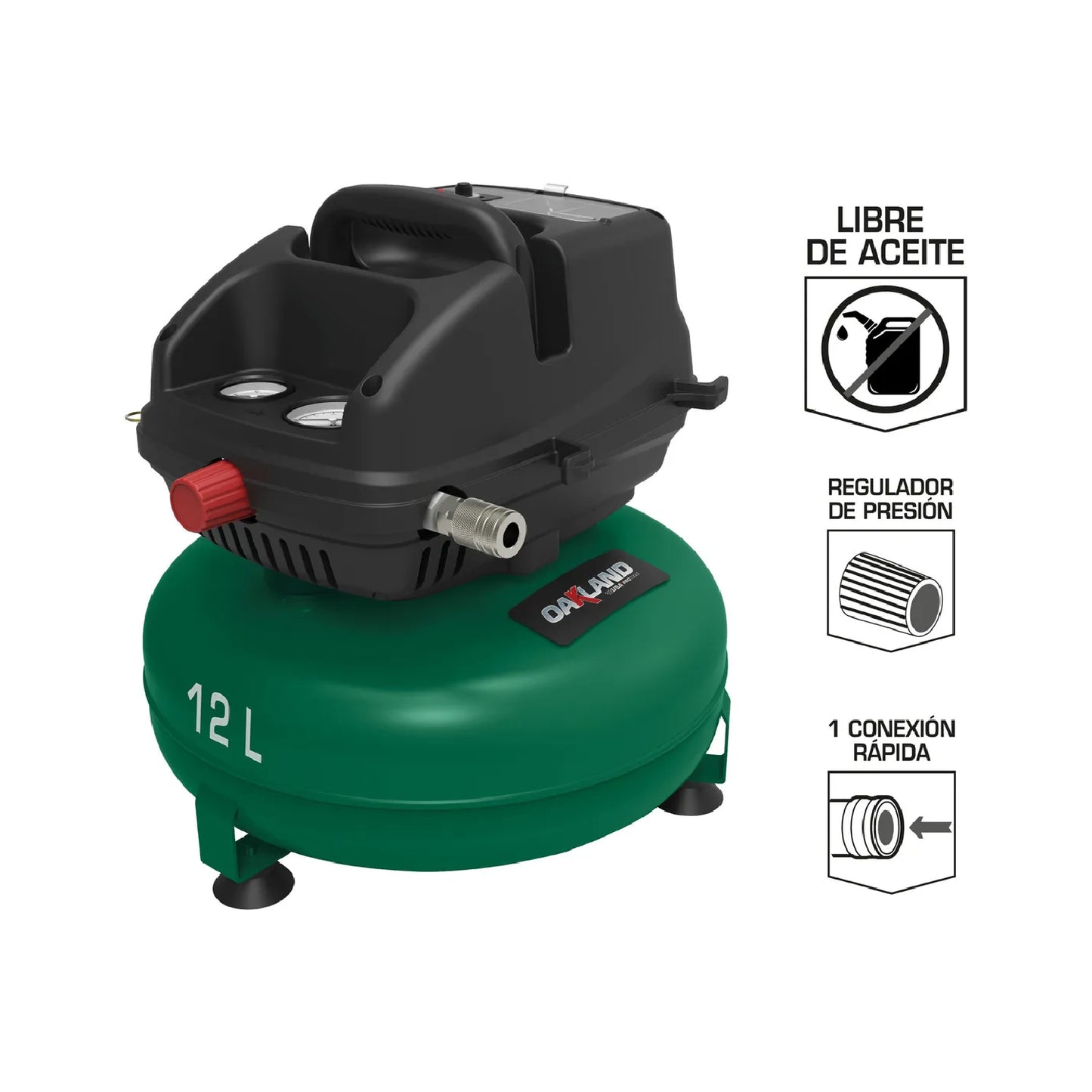 Compresor de Aire Libre de Aceite 12 L 1/2HP 100 PSI OAKLAND