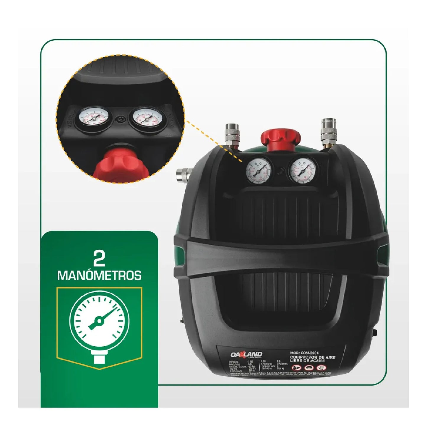 Compresor de Aire Libre de Aceite 24 L 2HP OAKLAND