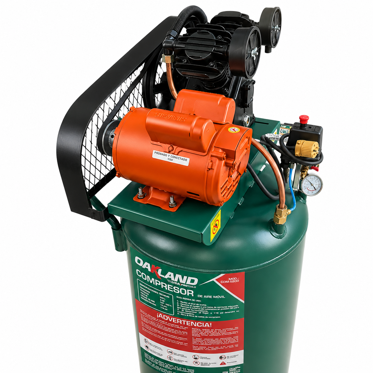 Compresor de Aire con Ruedas 5 HP 200 L 110/220V OAKLAND