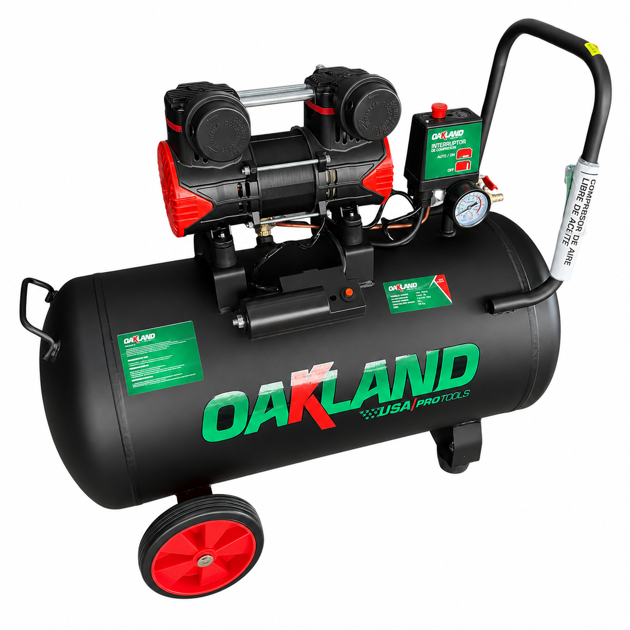 Compresor de Aire Libre de Aceite 1 HP 50 L Silencioso OAKLAND