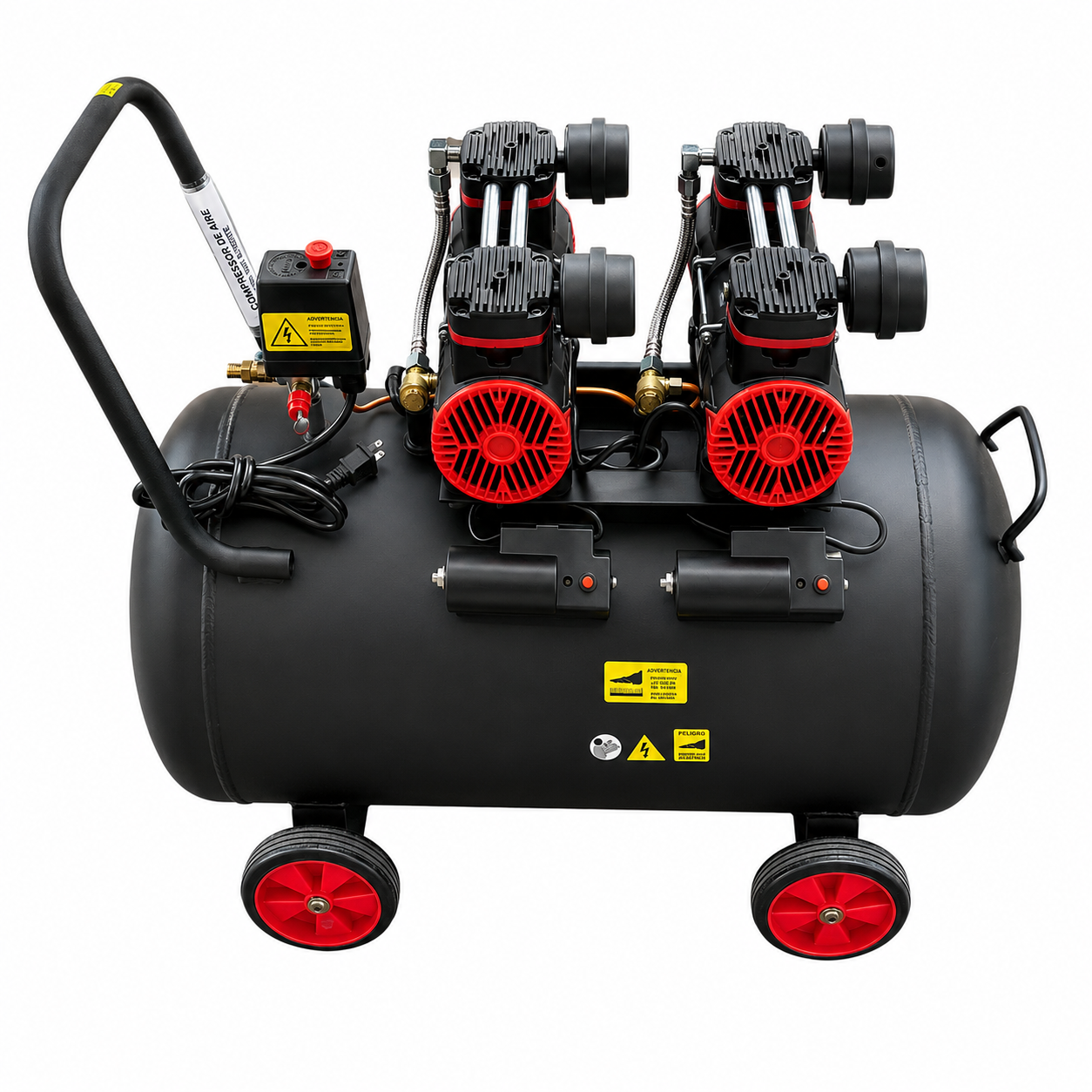 Compresor de Aire Libre de Aceite 2 HP 90 L Silencioso OAKLAND