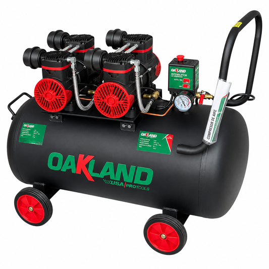 Compresor de Aire Libre de Aceite 2 HP 90 L Silencioso OAKLAND