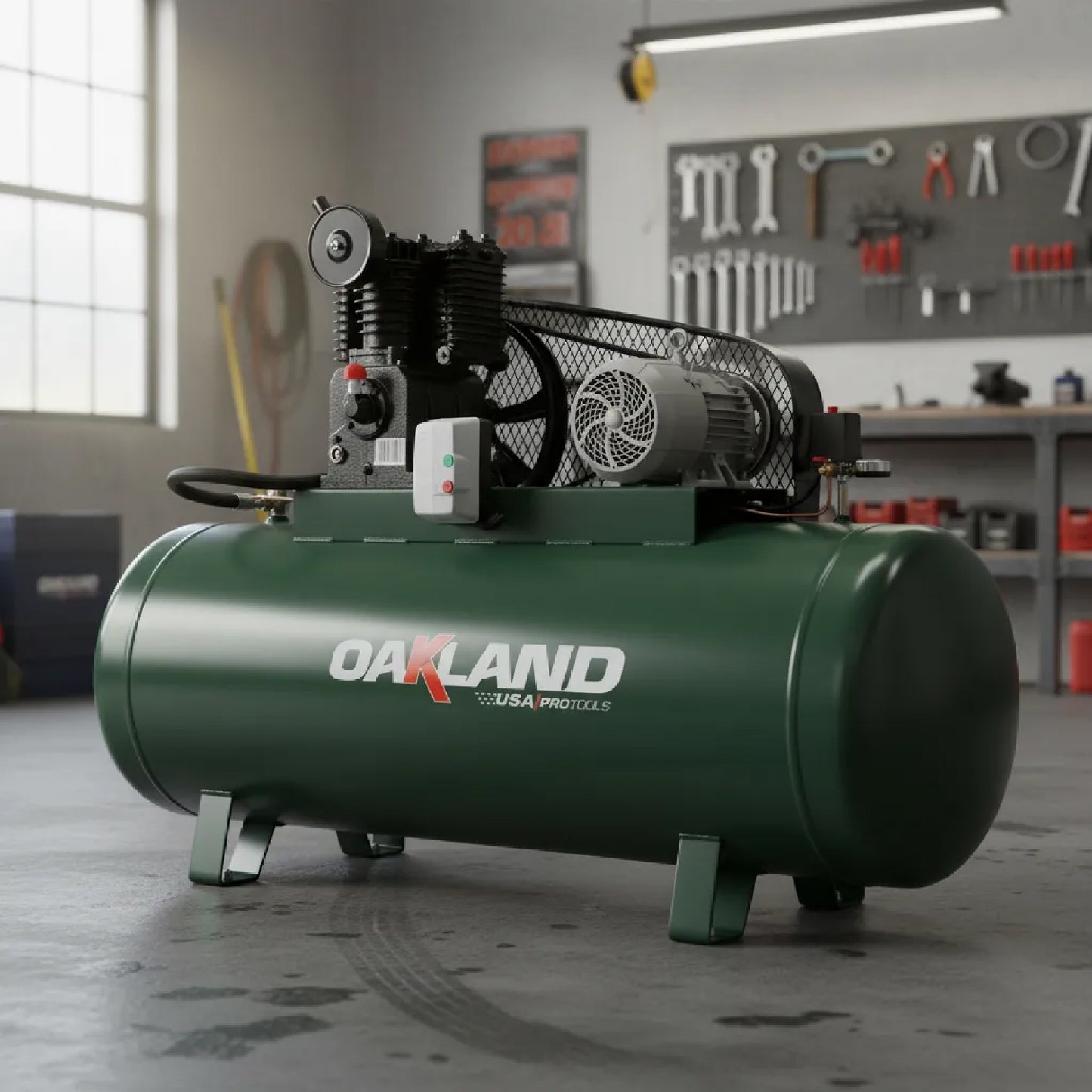 Compresor de Aire de Banda 5HP 500 L 220V Bifasico OAKLAND