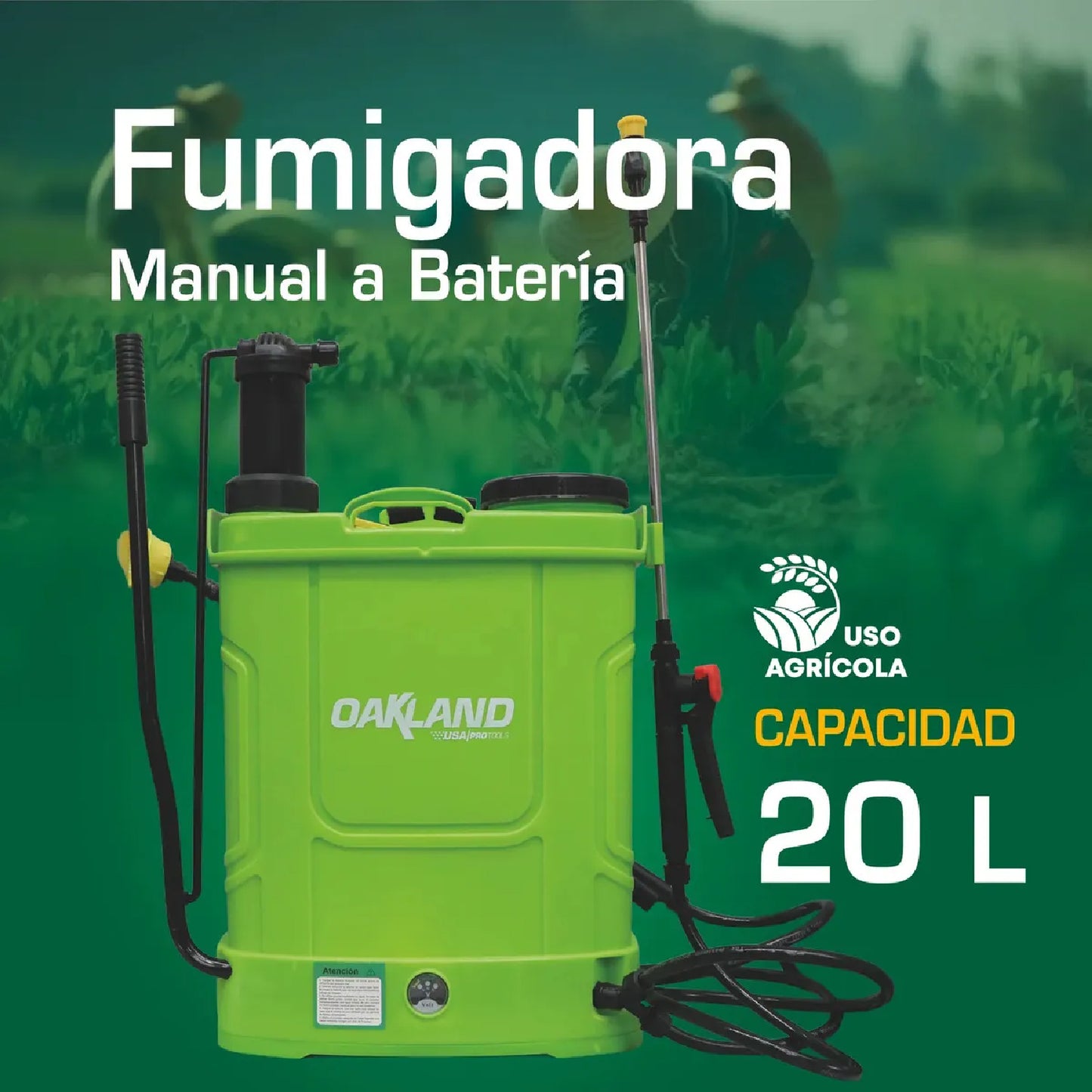 Fumigadora Eléctrica y Manual 20 L Tipo Mochila OAKLAND