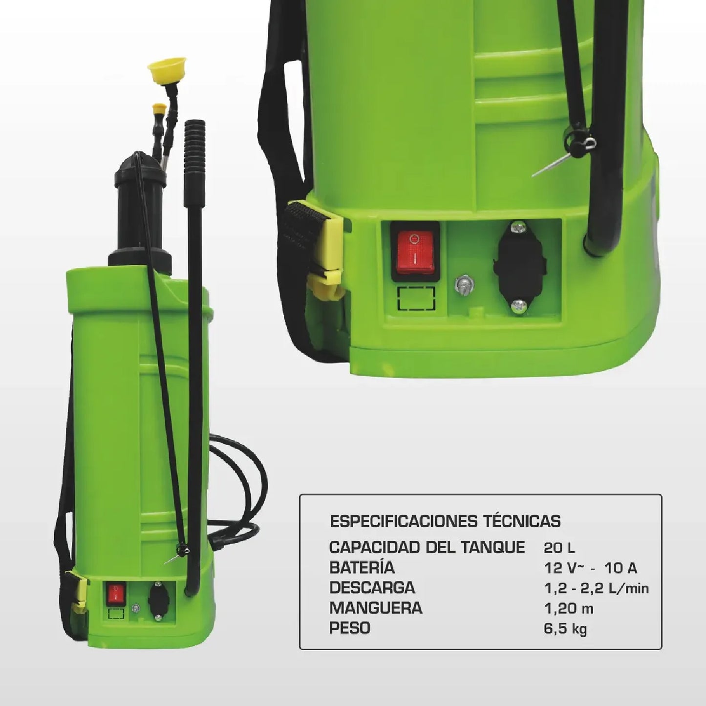 Fumigadora Eléctrica y Manual 20 L Tipo Mochila OAKLAND
