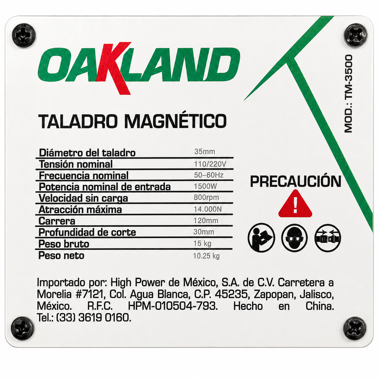 Taladro Magnético Industrial 1500W OAKLAND