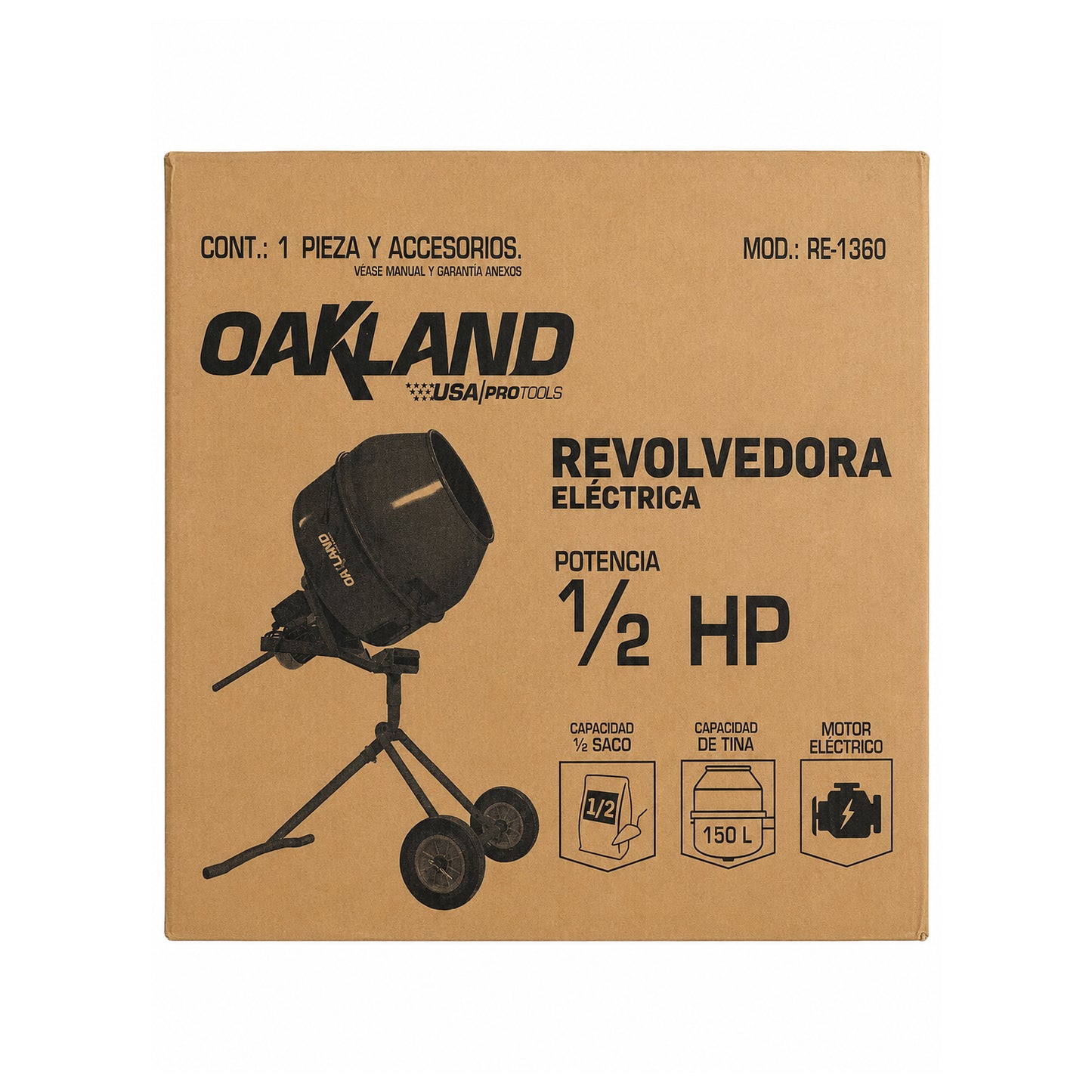 Revolvedora de Concreto Eléctrica 1/2 Saco OAKLAND