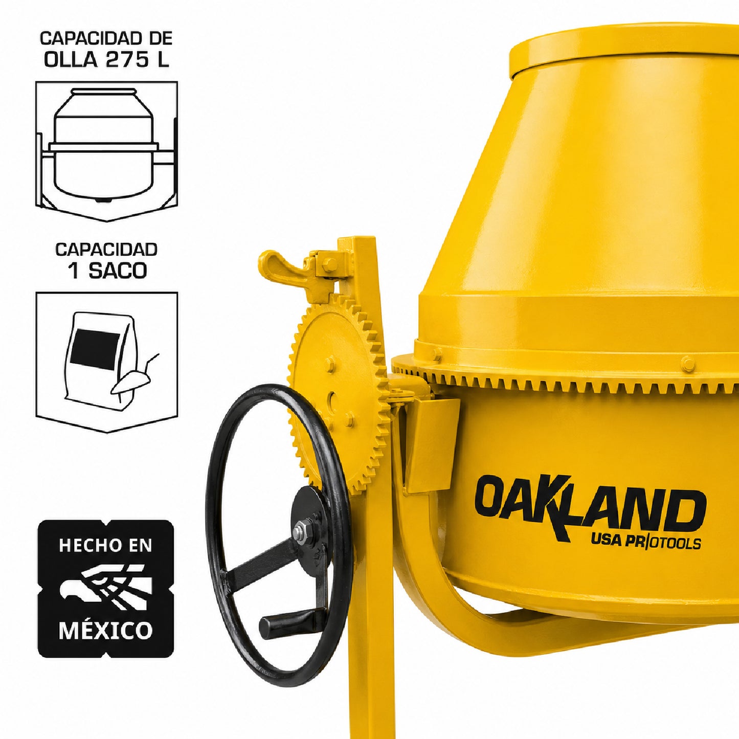 Revolvedora a Gasolina Motor 13 HP 1 Saco Capacidad 275 L OAKLAND