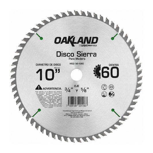 Disco Sierra Circular 10" 60 Dientes OAKLAND