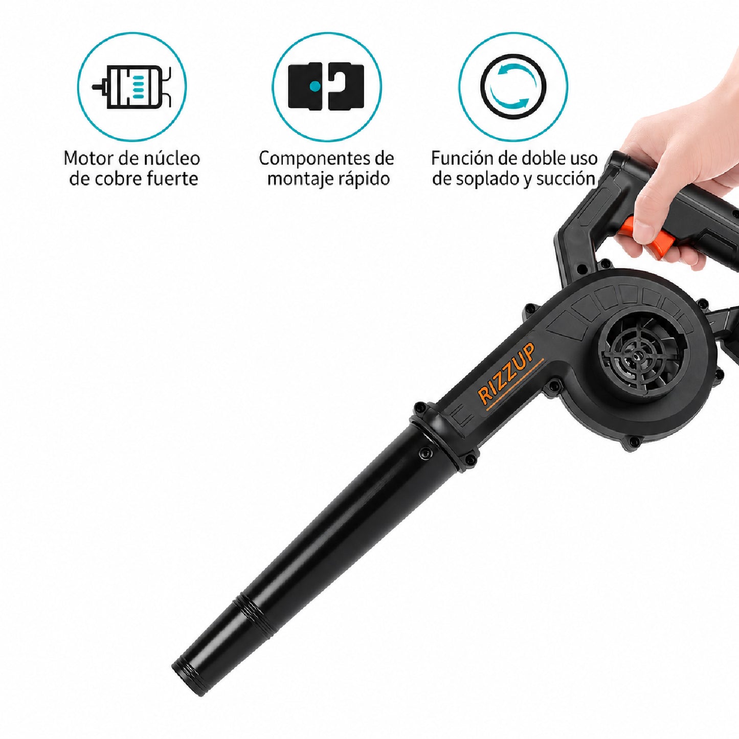 Soplador Aspirador Inalámbrico 2 en 1 con 2 Baterías 24 V RIZZUP