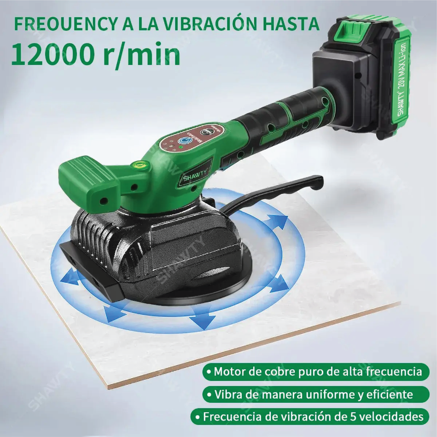 Vibrador para Cerámica 20V con 2 Baterías y Cargador SHAWTY