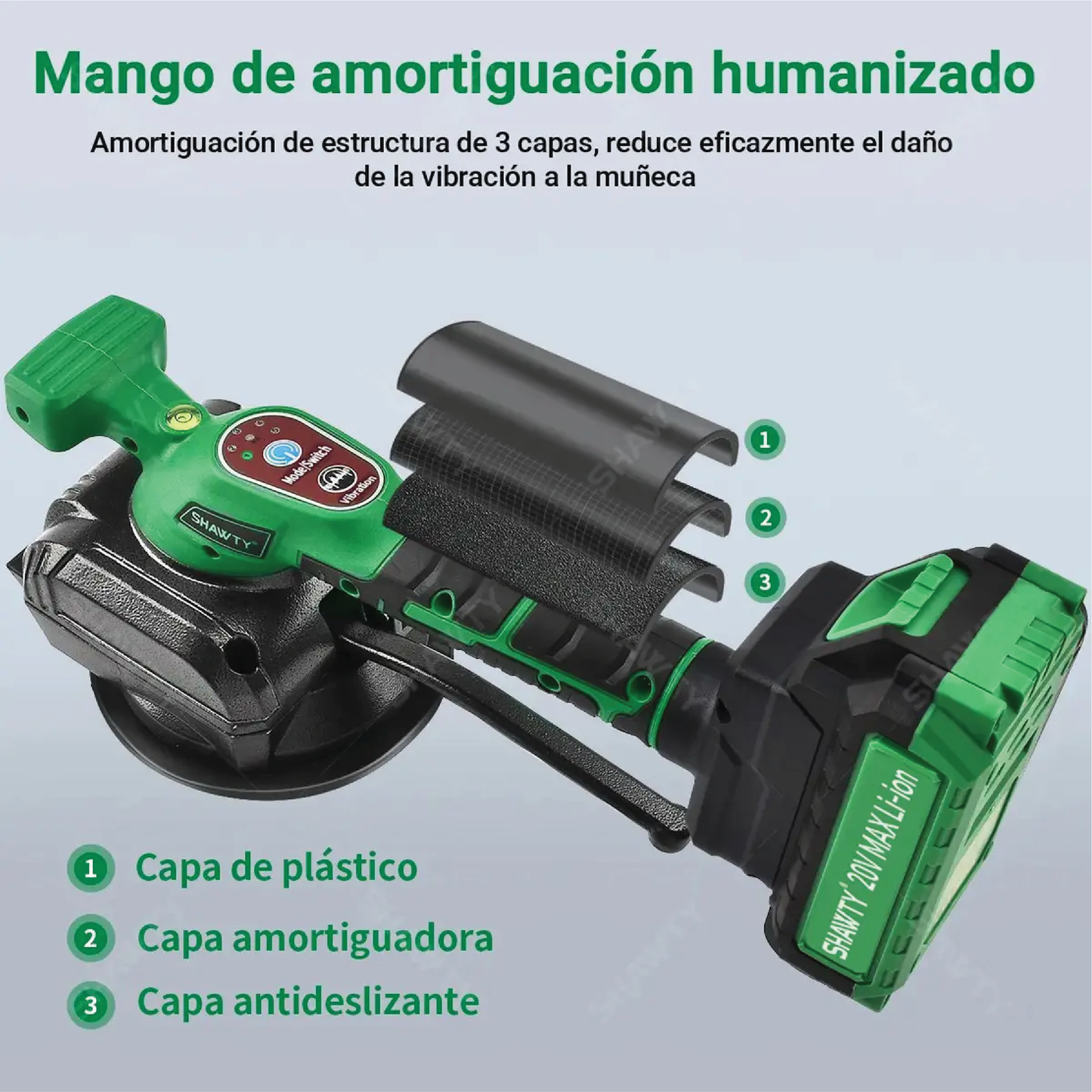 Vibrador para Cerámica 20V con 2 Baterías y Cargador SHAWTY