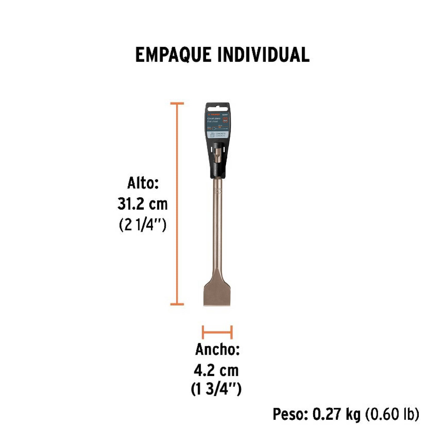 Cincel Plano Grueso SDS Plus 1-1/2" x 10" TRUPER