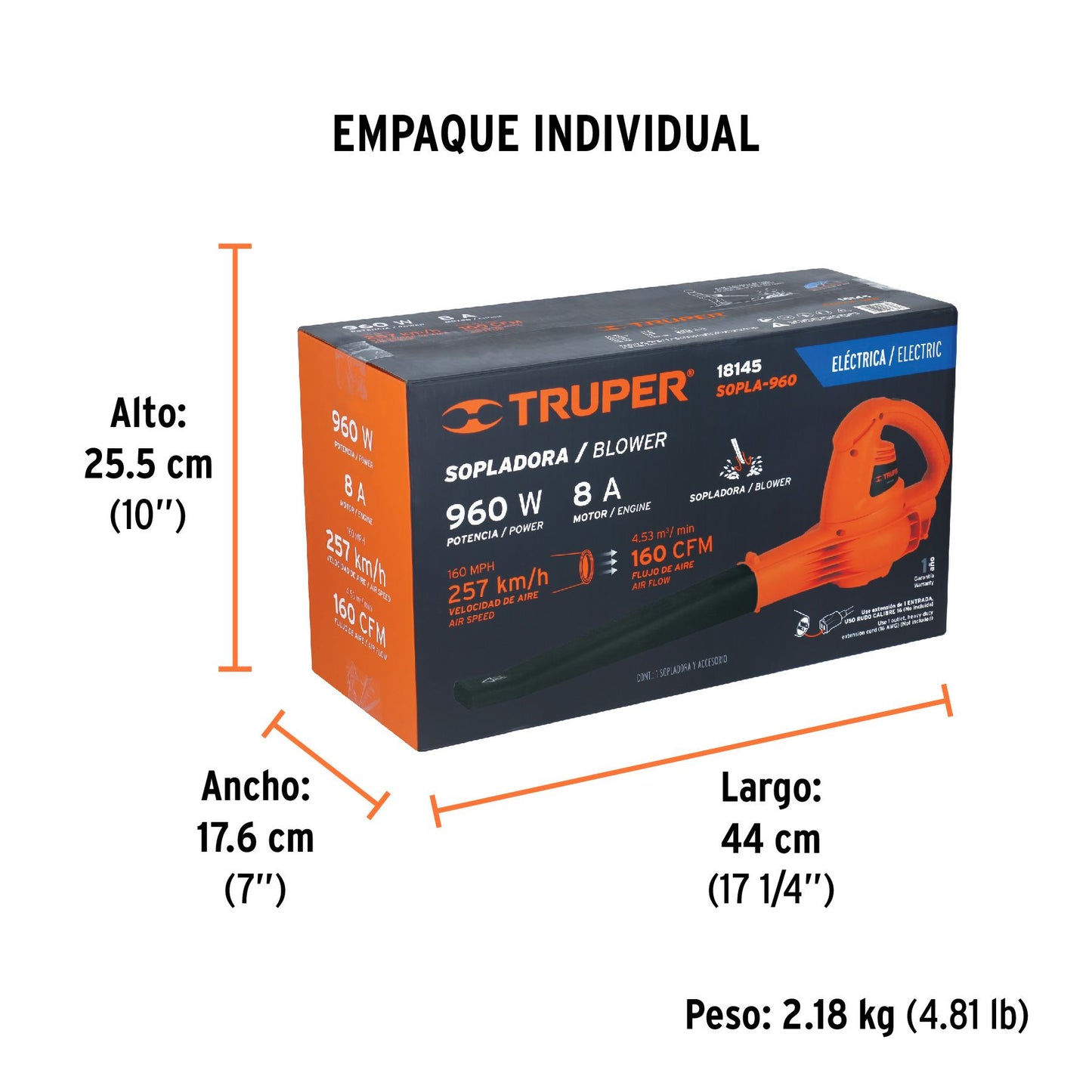Sopladora Eléctrica 960 W 160 CFM TRUPER