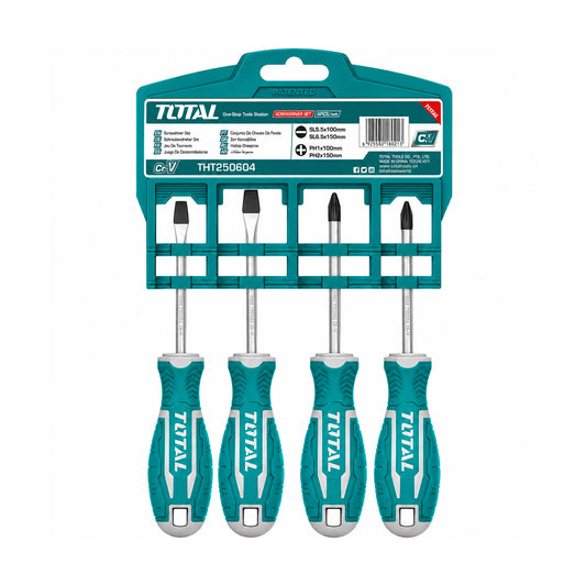 Kit de Desarmadores 4 Piezas Punta Plana y Cruz TOTAL