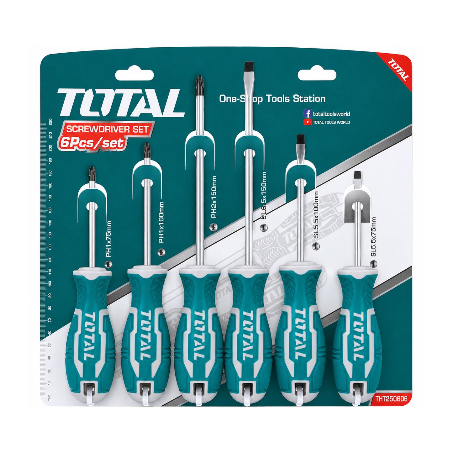 Kit de Desarmadores 6 Piezas Punta Plana y Cruz TOTAL